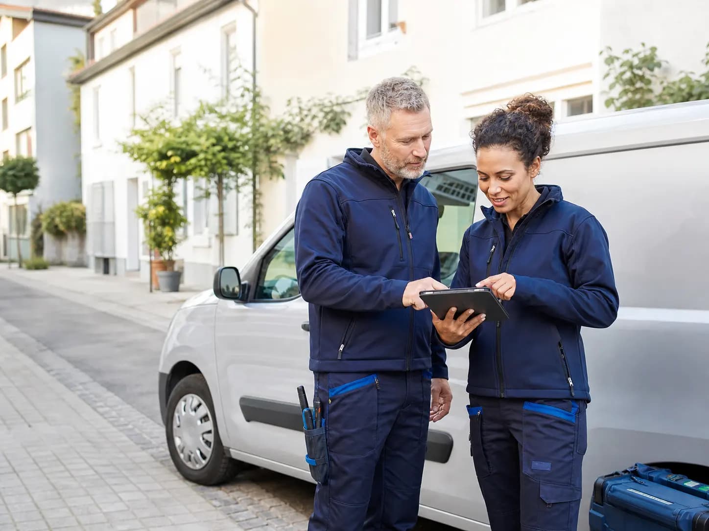 A home professional preparing for a local service visit